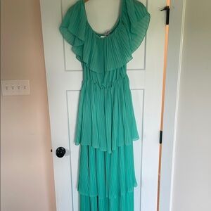 Green Ruffled Tiered Maxi Dress